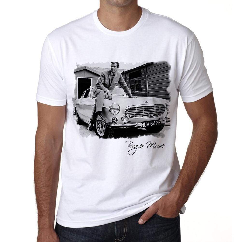 Roger Moore Car White Mens Short Sleeve Round Neck T-Shirt Gift T-Shirt 00295 - White / S - Casual
