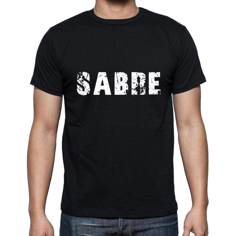 Sabre Mens Short Sleeve Round Neck T-Shirt 5 Letters Black Word 00006 - Casual
