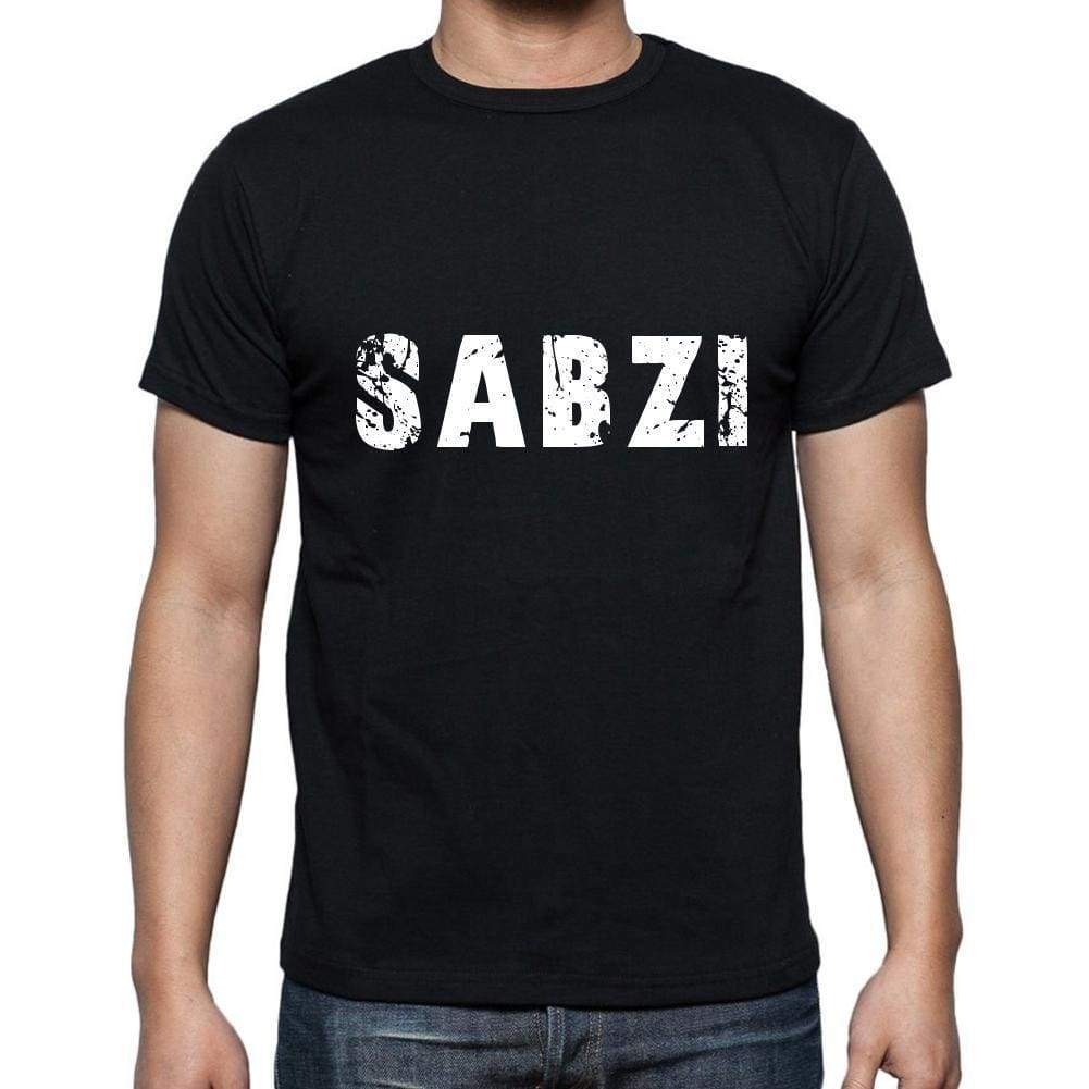 Sabzi Mens Short Sleeve Round Neck T-Shirt 5 Letters Black Word 00006 - Casual