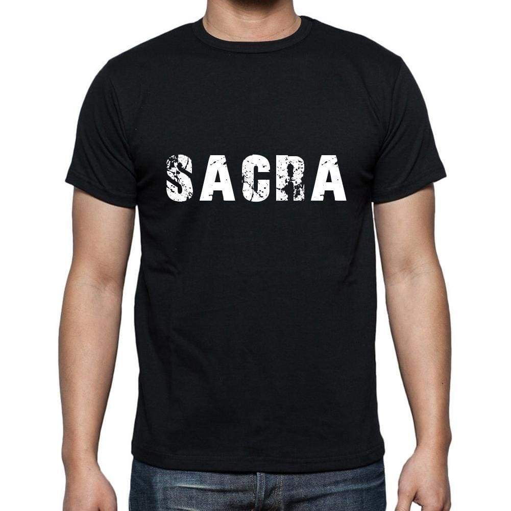Sacra Mens Short Sleeve Round Neck T-Shirt 5 Letters Black Word 00006 - Casual
