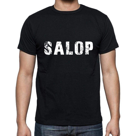 Salop Mens Short Sleeve Round Neck T-Shirt 5 Letters Black Word 00006 - Casual