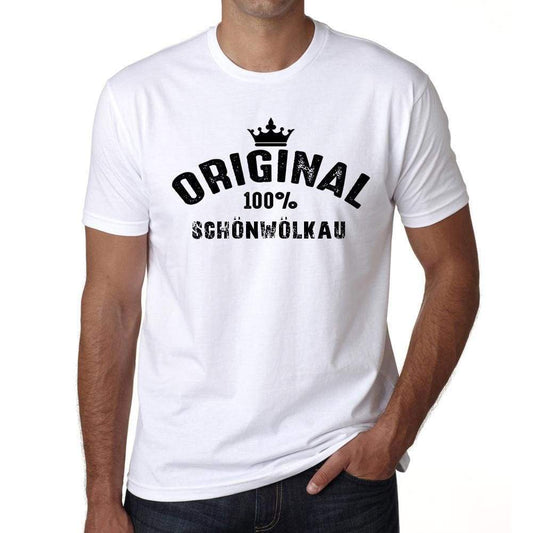 Schönwölkau 100% German City White Mens Short Sleeve Round Neck T-Shirt 00001 - Casual