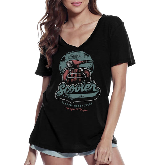ULTRABASIC Women's V-Neck T-Shirt Scooter Antique And Unique - Short Sleeve Tee shirt