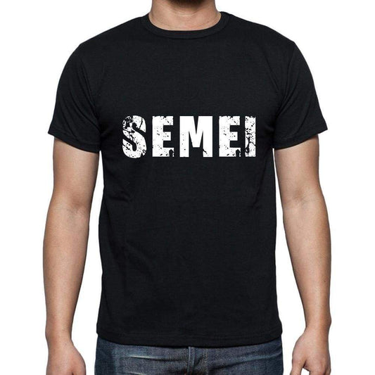 Semei Mens Short Sleeve Round Neck T-Shirt 5 Letters Black Word 00006 - Casual