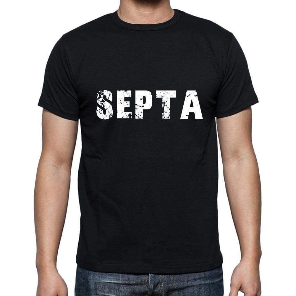 Septa Mens Short Sleeve Round Neck T-Shirt 5 Letters Black Word 00006 - Casual