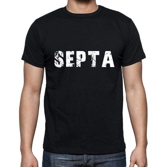 Septa Mens Short Sleeve Round Neck T-Shirt 5 Letters Black Word 00006 - Casual