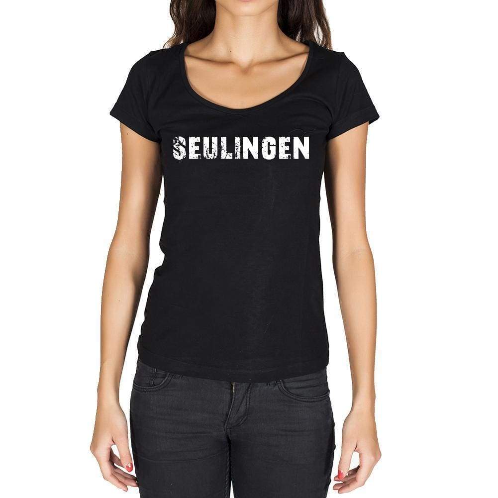 Seulingen German Cities Black Womens Short Sleeve Round Neck T-Shirt 00002 - Casual