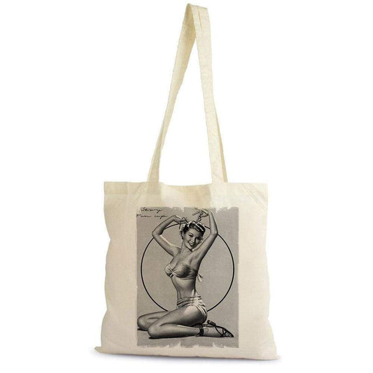 Sexy Pin-Up Tote Bag Shopping Natural Cotton Gift Beige 00272 - Beige - Tote Bag