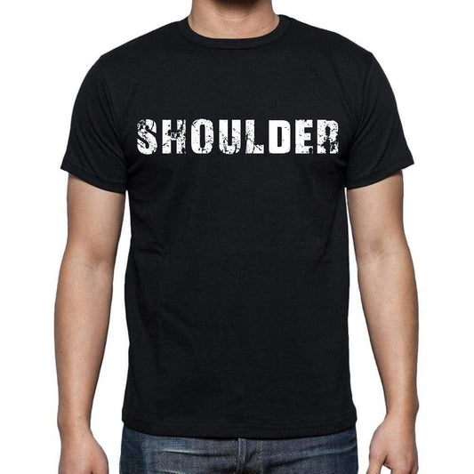 Shoulder White Letters Mens Short Sleeve Round Neck T-Shirt 00007