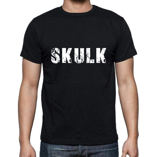 Skulk Mens Short Sleeve Round Neck T-Shirt 5 Letters Black Word 00006 - Casual