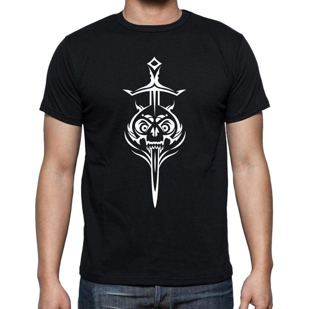 Skull Sword Tribal Tattoo Black Gift T Shirt Mens Tee Black 00166