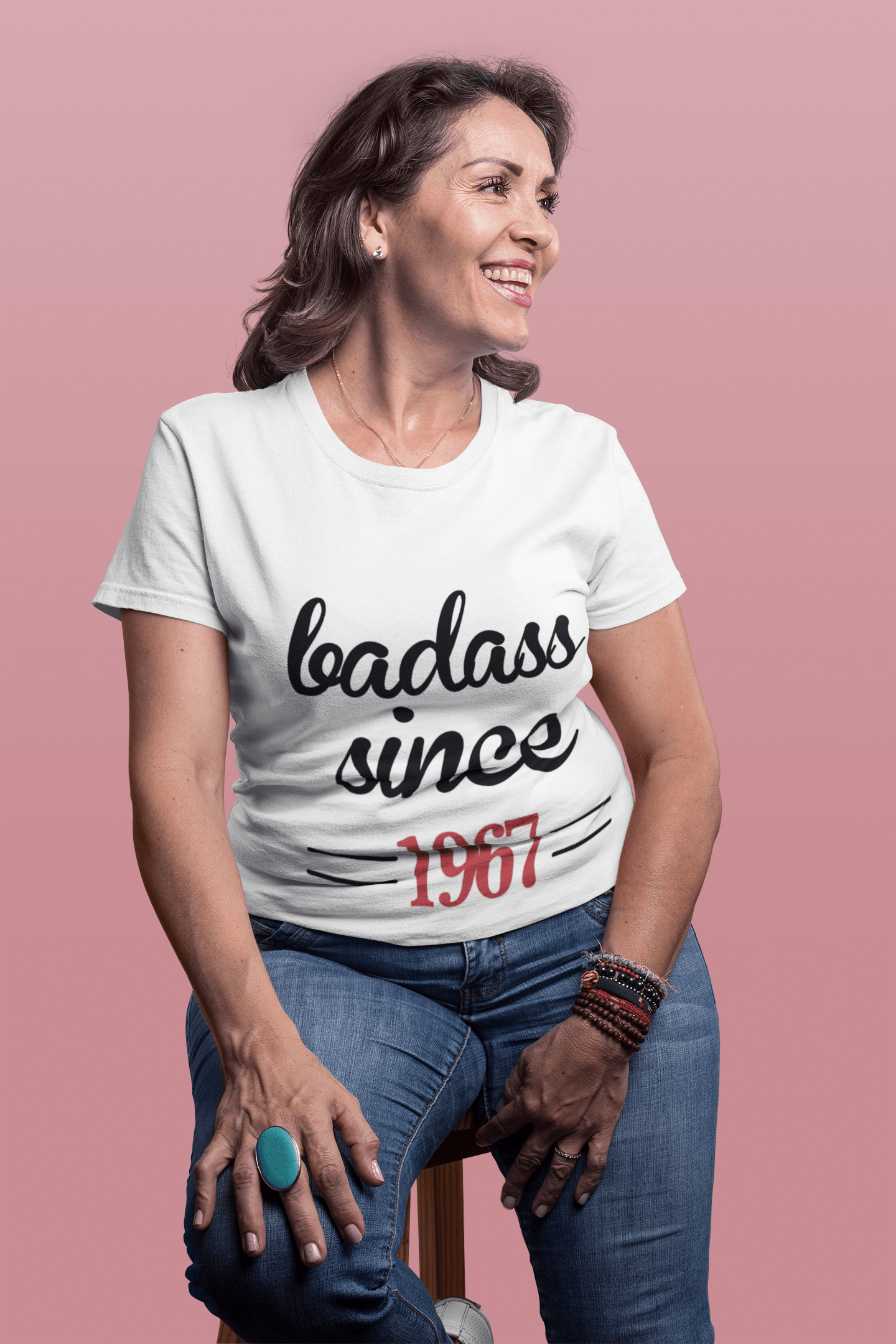 Badass Since 1967 Women's T-shirt White Birthday Gift 00431