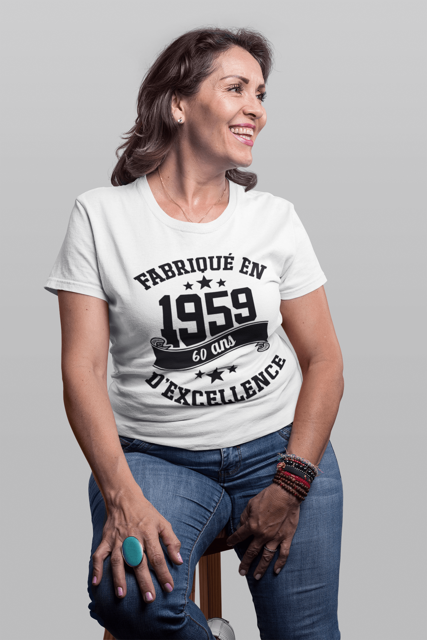 Ultrabasic - Tee-Shirt Femme col Rond Décolleté Fabriqué en 1959, 60 Ans d'être Génial T-Shirt