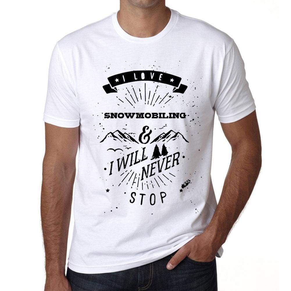 Snowmobiling I Love Extreme Sport White Mens Short Sleeve Round Neck T-Shirt 00290 - White / S - Casual