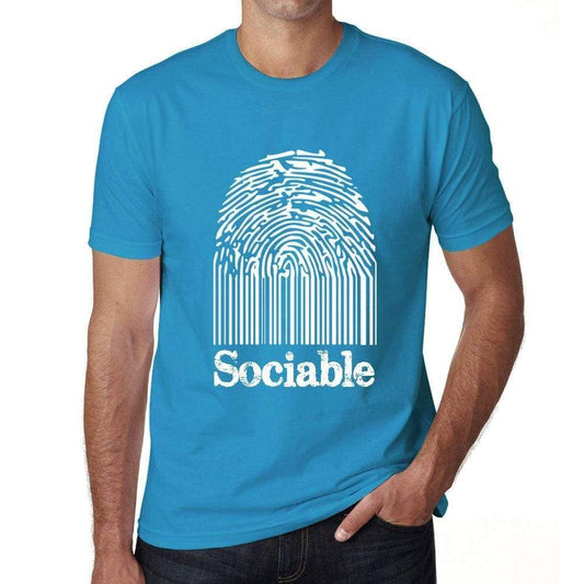 Sociable Fingerprint Blue Mens Short Sleeve Round Neck T-Shirt Gift T-Shirt 00311 - Blue / S - Casual