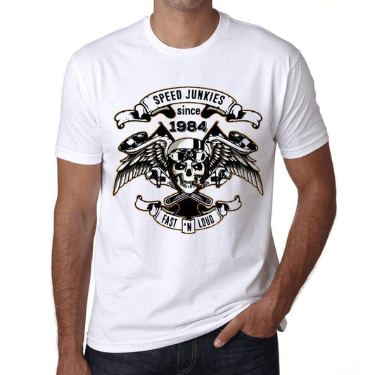 Speed Junkies Since 1984 Mens T-Shirt White Birthday Gift 00461 - White / Xs - Casual