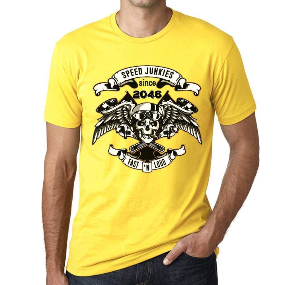 Speed Junkies Since 2046 Mens T-Shirt Yellow Birthday Gift 00465 - Yellow / Xs - Casual