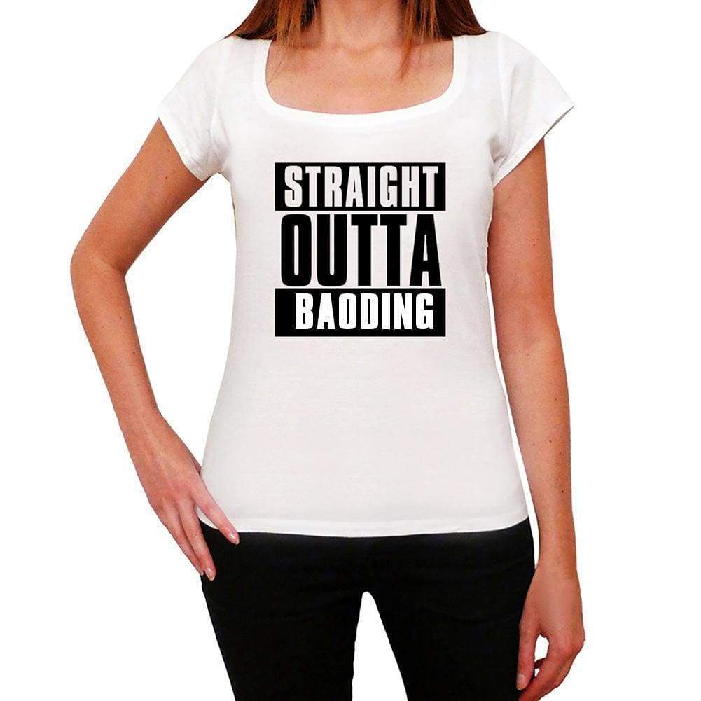 Straight Outta Baoding Womens Short Sleeve Round Neck T-Shirt 00026 - White / Xs - Casual