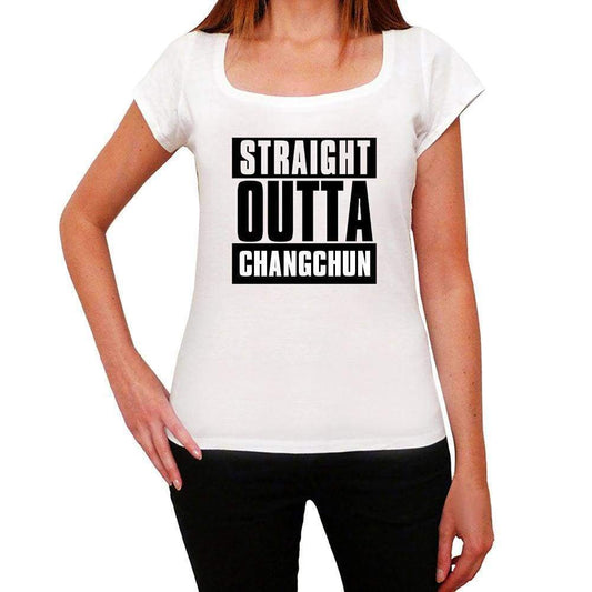 Straight Outta Changchun Womens Short Sleeve Round Neck T-Shirt 00026 - White / Xs - Casual