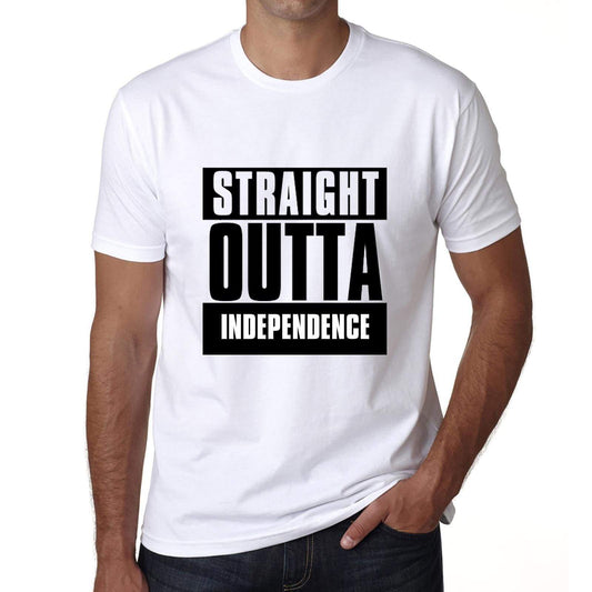 Straight Outta Independence Mens Short Sleeve Round Neck T-Shirt 00027 - White / S - Casual
