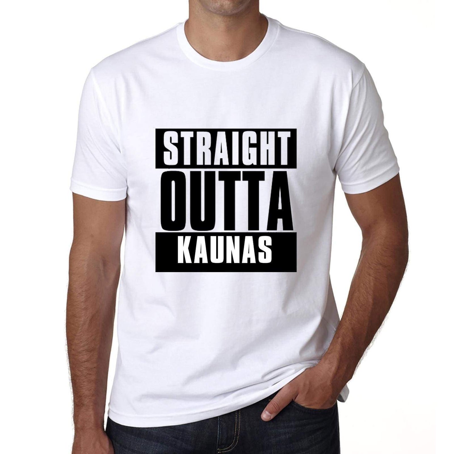 Straight Outta Kaunas Mens Short Sleeve Round Neck T-Shirt 00027 - White / S - Casual