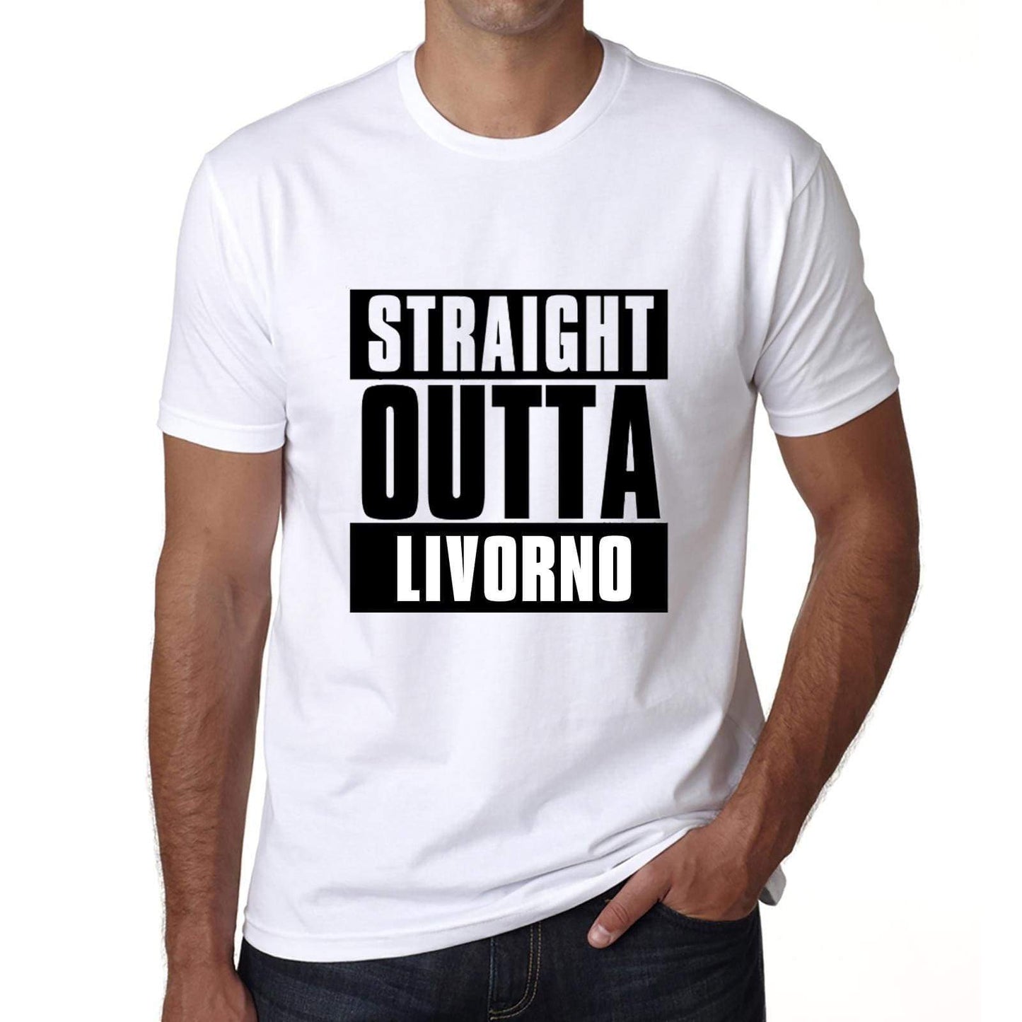 Straight Outta Livorno Mens Short Sleeve Round Neck T-Shirt 00027 - White / S - Casual