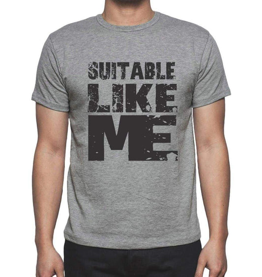 Suitable Like Me Grey Mens Short Sleeve Round Neck T-Shirt - Grey / S - Casual