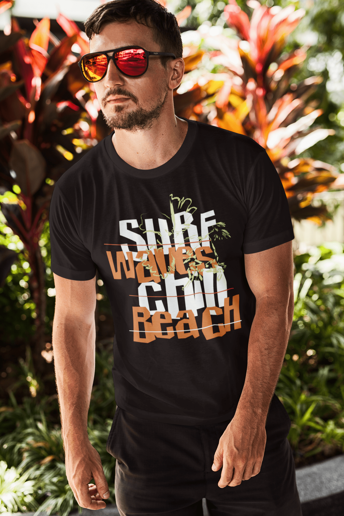 ULTRABASIC Men's Novelty T-Shirt Surf Waves Chill Beach Tee Shirt