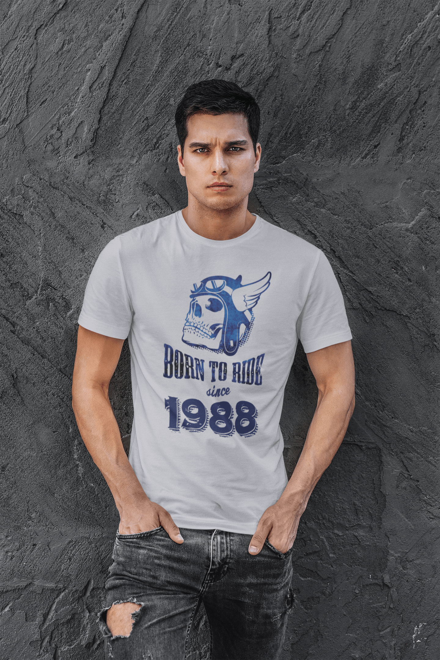 1988, Born to Ride Since 1988 Men's T-shirt Grey Birthday Gift 00495