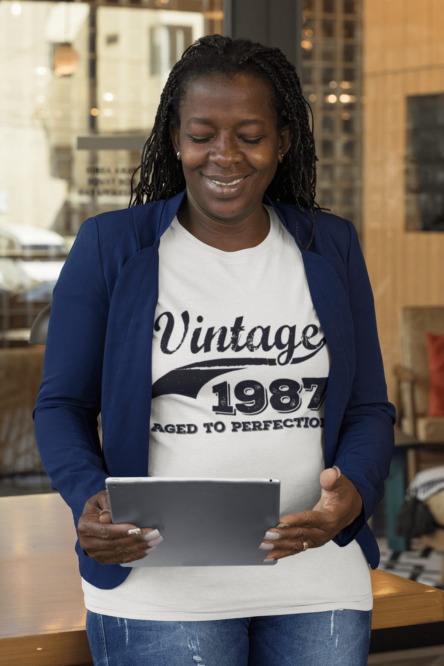 Vintage Aged To Perfection 1987, White, Women's Short Sleeve Round Neck T-shirt, gift t-shirt 00344