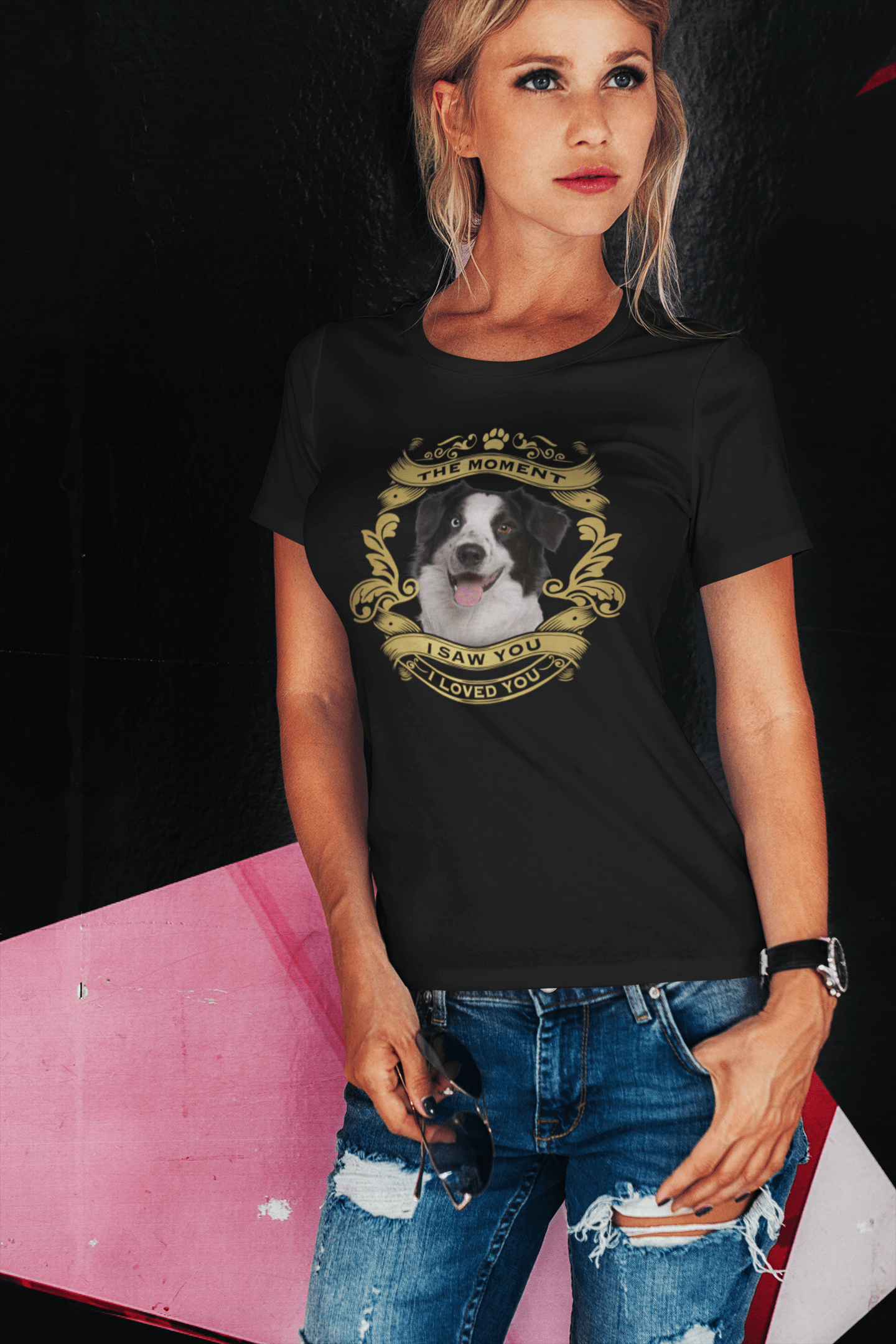 ULTRABASIC Women's Organic T-Shirt Border Collie Dog - Moment I Saw You I Loved You Puppy Tee Shirt for Ladies
