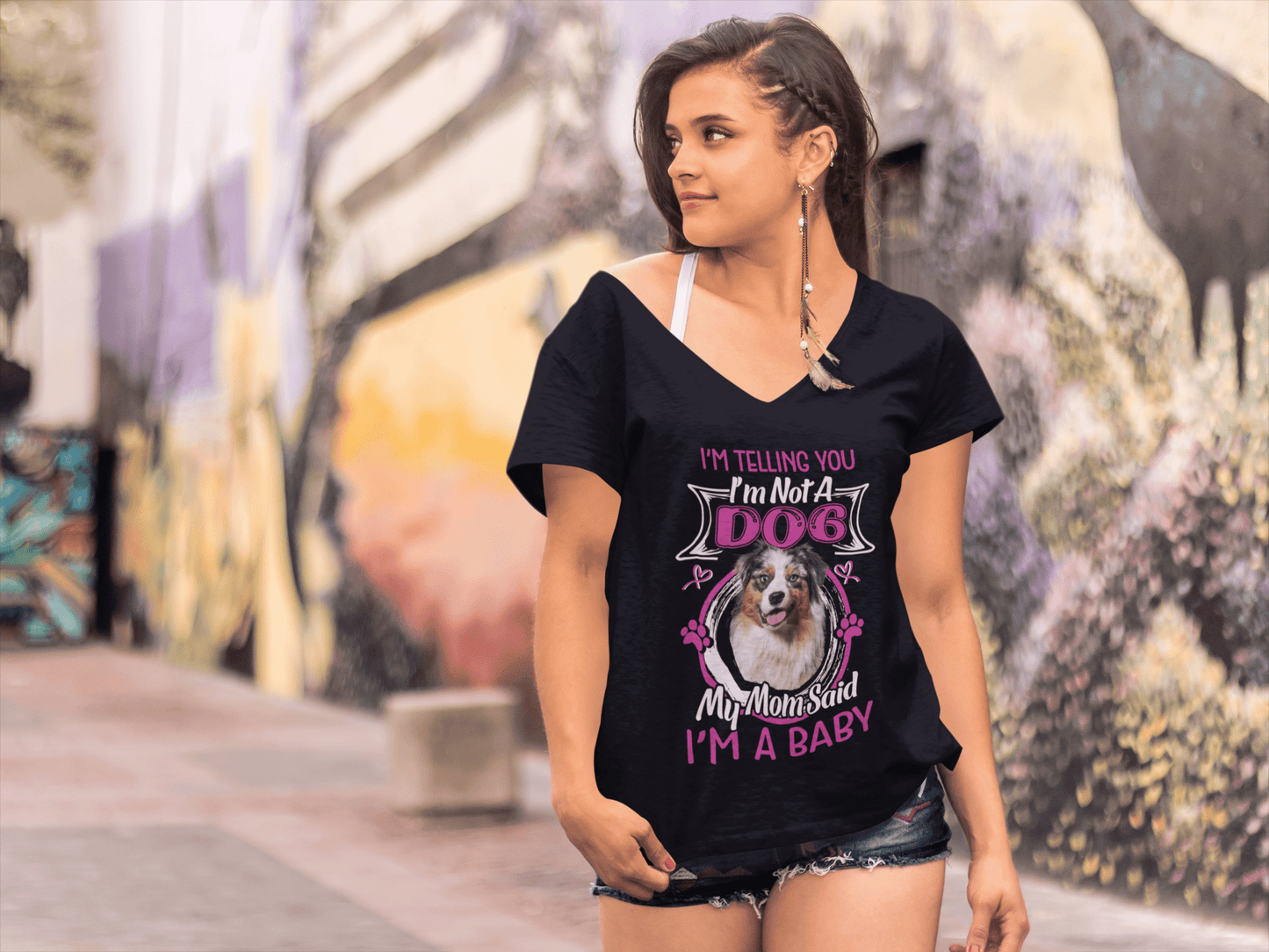 ULTRABASIC Women's T-Shirt I'm Telling You I'm Not a Australian Shepherd - My Mom Said I'm a Baby - Cute Puppy Dog Lover Tee Shirt