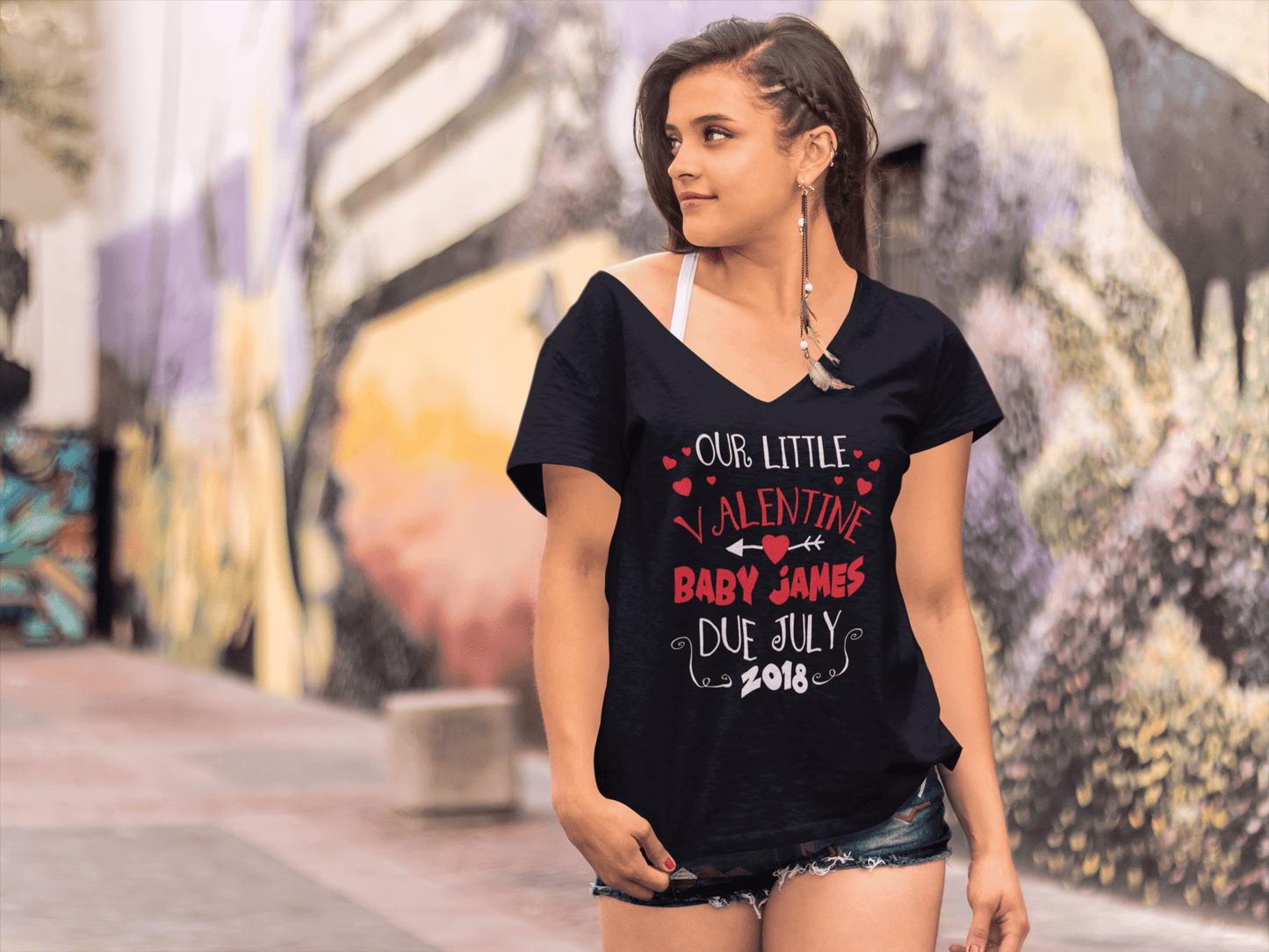 ULTRABASIC Women's T-Shirt Our Little Valentine - Valentine's Day Short Sleeve Graphic Tees Tops