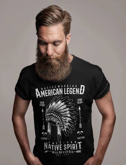 ULTRABASIC Native Indian Graphic Men's T-Shirt - American Legend Birthday Tee