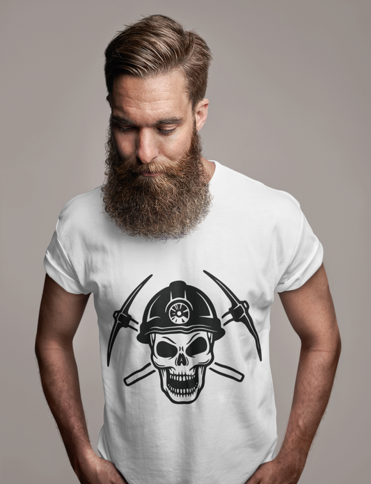 ULTRABASIC Men's Graphic T-Shirt - Miner Skull Shirt - Novelty Funny Shirt