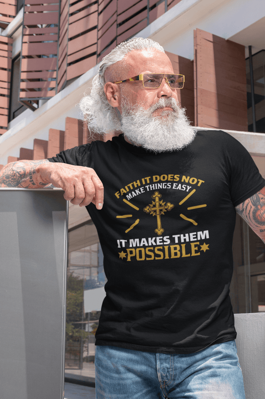 ULTRABASIC Men's T-Shirt Faith Makes Things Possible - Christian Religious Shirt