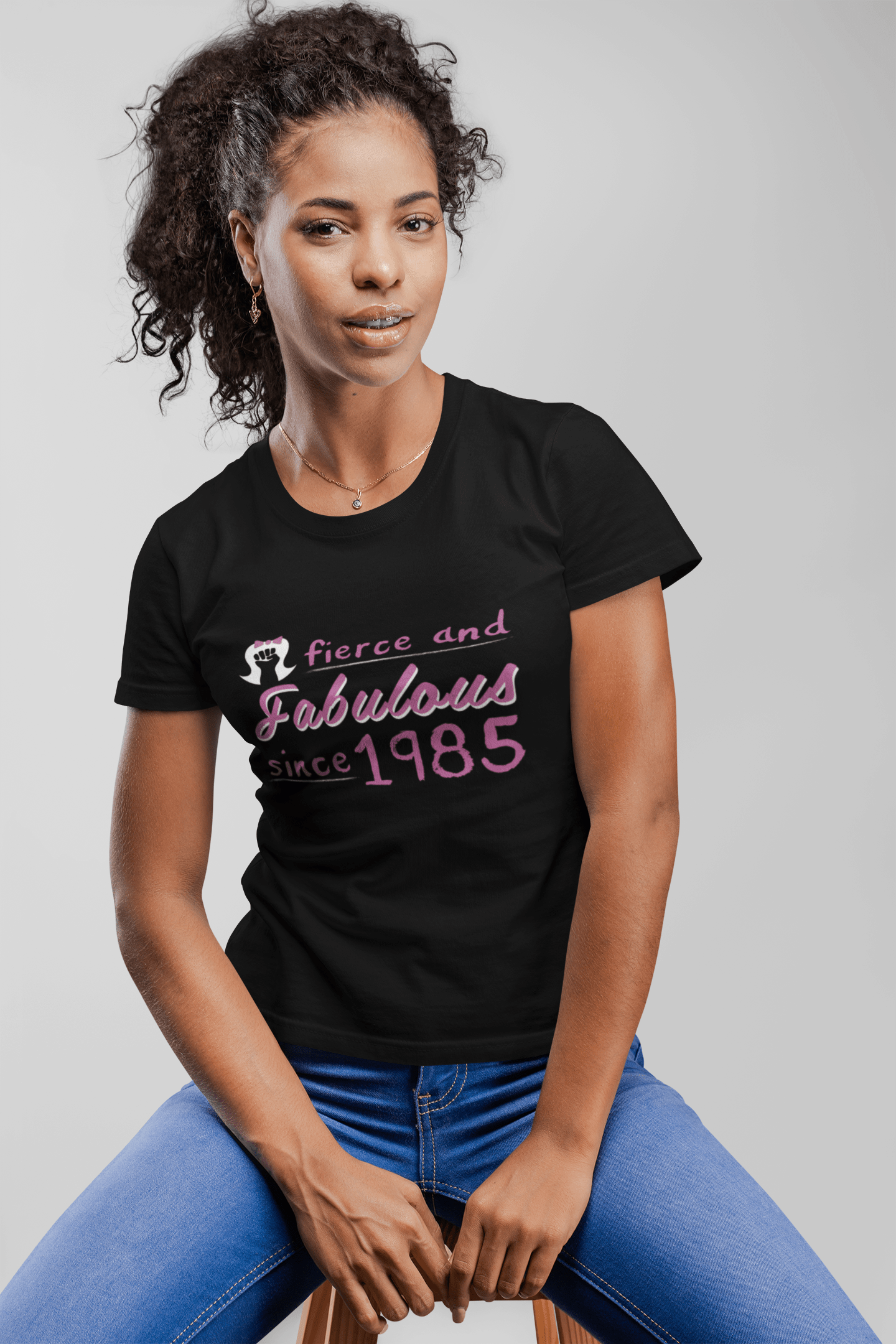 Fierce and Fabulous Since 1985 Women's T-shirt Black Birthday Gift 00423