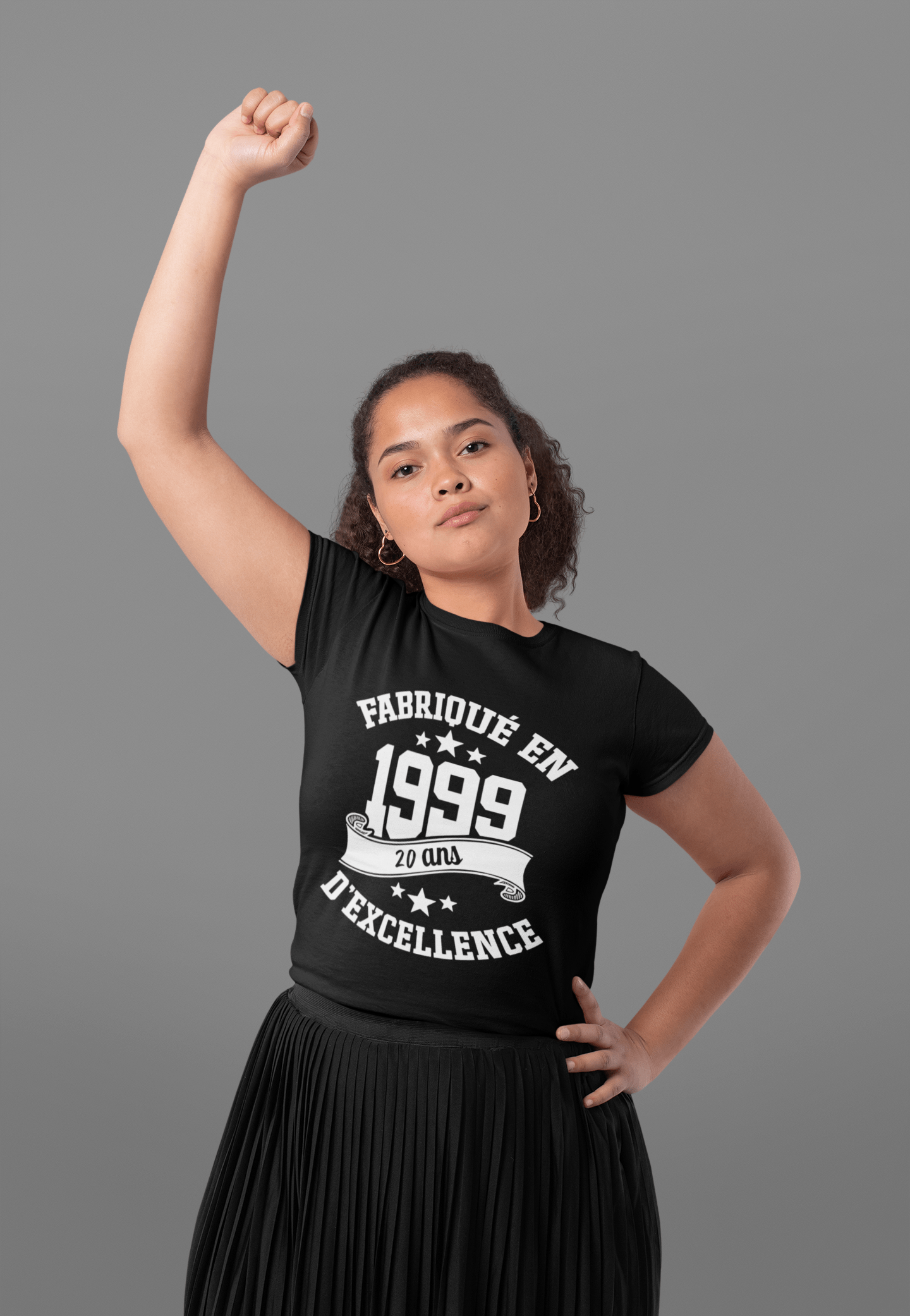 Ultrabasic - Tee-Shirt Femme col Rond Décolleté Fabriqué en 1999, 20 Ans d'être Génial T-Shirt Noir Profond