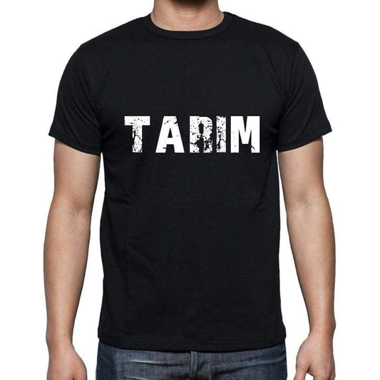 Tarim Mens Short Sleeve Round Neck T-Shirt 5 Letters Black Word 00006 - Casual