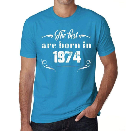 The Best Are Born In 1974 Mens T-Shirt Blue Birthday Gift 00399 - Blue / Xs - Casual