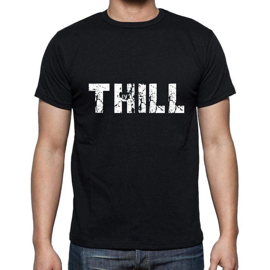 Thill Mens Short Sleeve Round Neck T-Shirt 5 Letters Black Word 00006 - Casual