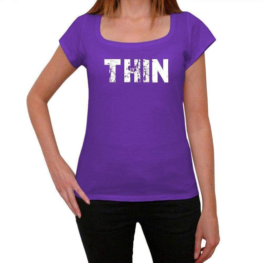 Thin Purple Womens Short Sleeve Round Neck T-Shirt 00041 - Purple / Xs - Casual