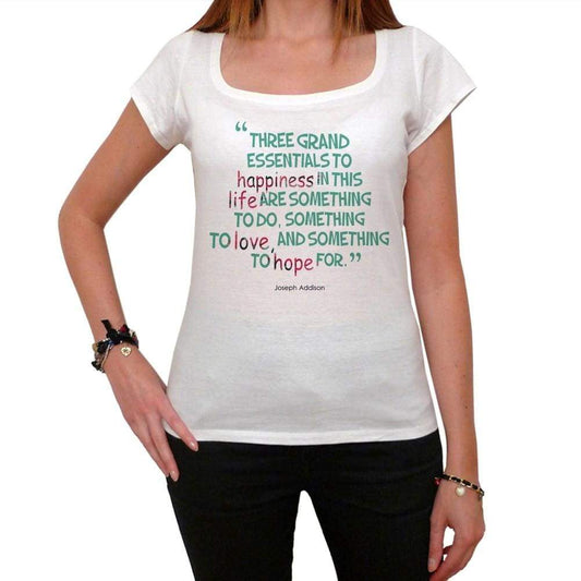 Three Grand Essentials To Happiness White Womens T-Shirt 100% Cotton 00168