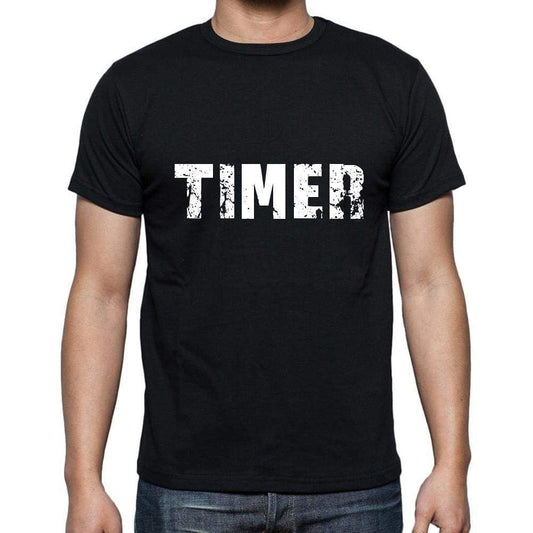 Timer Mens Short Sleeve Round Neck T-Shirt 5 Letters Black Word 00006 - Casual