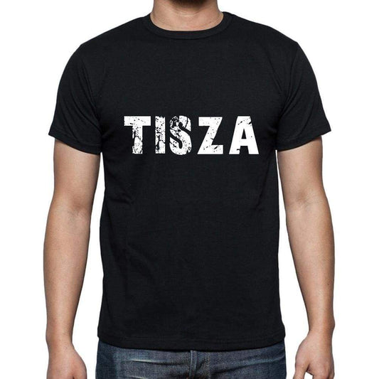 Tisza Mens Short Sleeve Round Neck T-Shirt 5 Letters Black Word 00006 - Casual