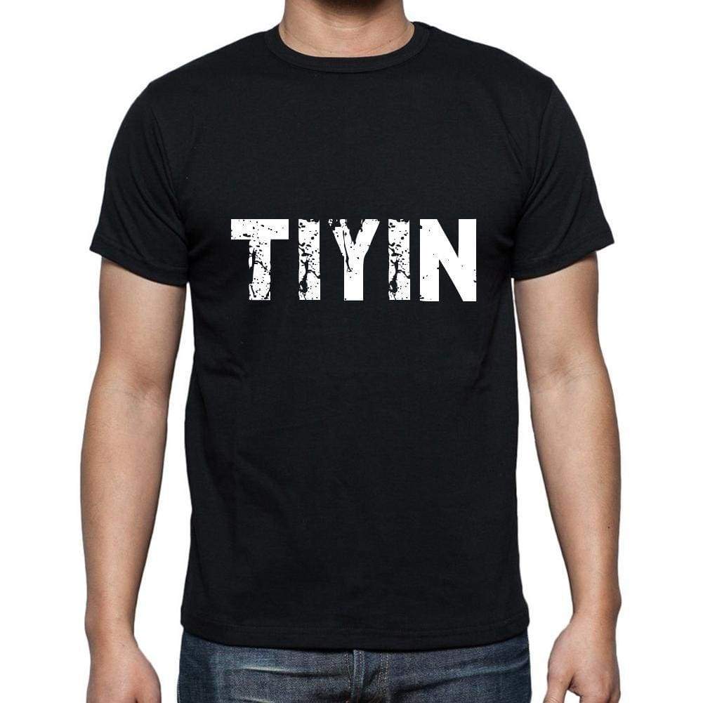 Tiyin Mens Short Sleeve Round Neck T-Shirt 5 Letters Black Word 00006 - Casual