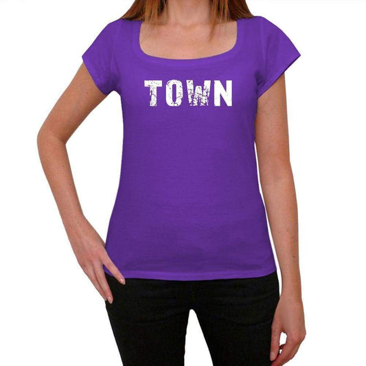Town Purple Womens Short Sleeve Round Neck T-Shirt 00041 - Purple / Xs - Casual
