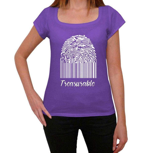 Treasurable Fingerprint Purple Womens Short Sleeve Round Neck T-Shirt Gift T-Shirt 00310 - Purple / Xs - Casual