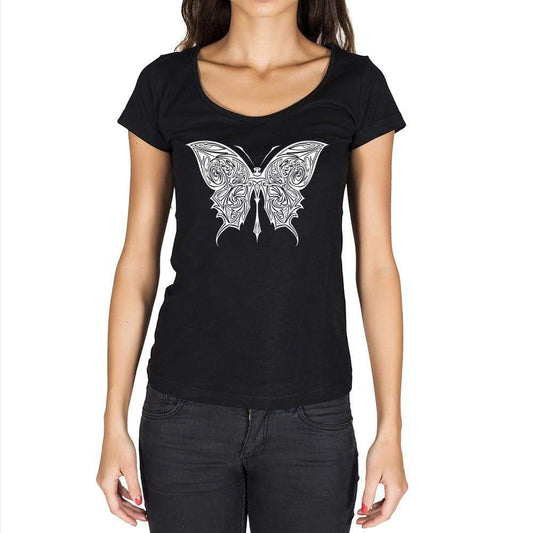 Tribal Butterfly Tattoo 1 Black Gift Tshirt Black Womens T-Shirt 00165