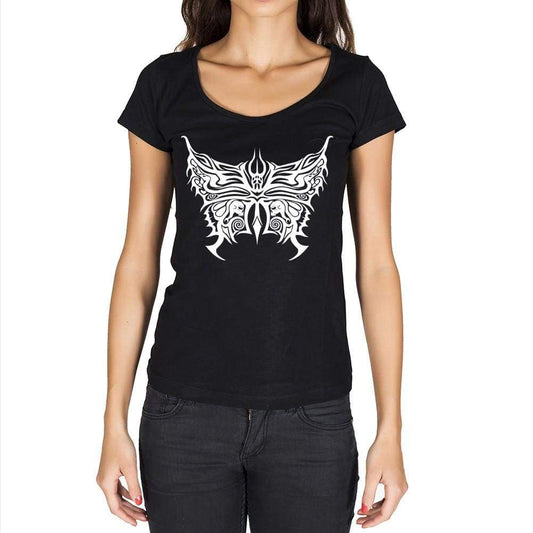 Tribal Butterfly Tattoo Black Gift Tshirt Black Womens T-Shirt 00165